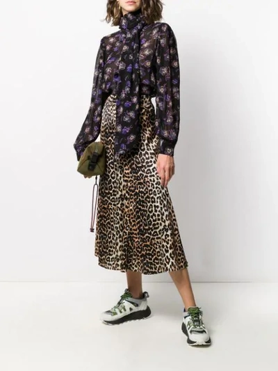 Shop Ganni Floral Blouse In Black