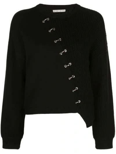 Shop Alice And Olivia Elyse Panelled Knit Jumper In Black