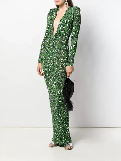 Shop Alexandre Vauthier Leopard Print Maxi Dress In Moss