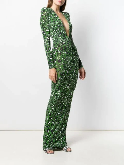 Shop Alexandre Vauthier Leopard Print Maxi Dress In Moss