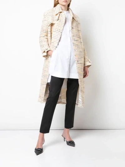 Shop Brock Collection Tweed Belted Coat In Yellow