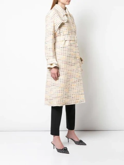 Shop Brock Collection Tweed Belted Coat In Yellow