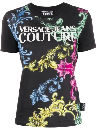 Shop Versace Jeans Couture Baroque Print T-shirt In Black