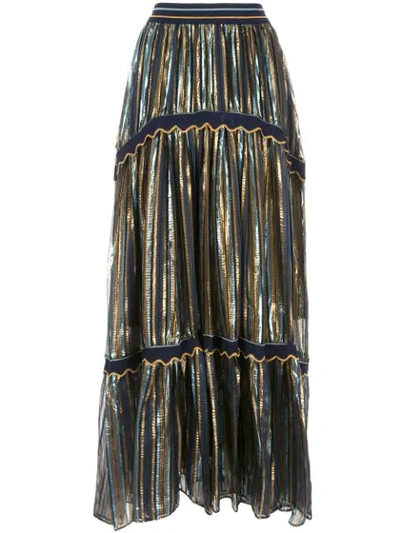金属感金银纱超长半身裙