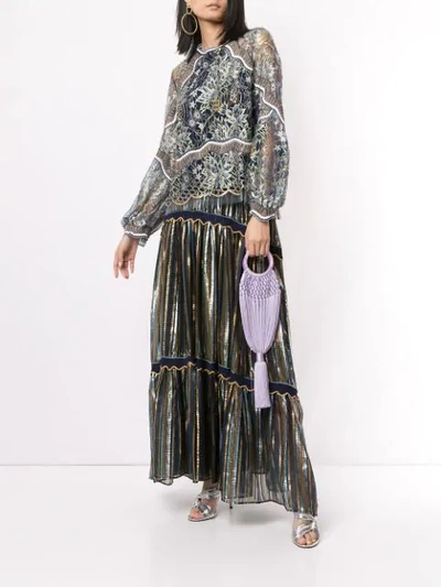 Shop Peter Pilotto Metallic Lamé Maxi Skirt In Blue