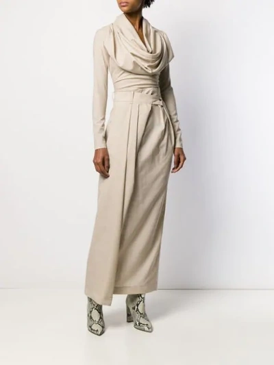 Shop A.w.a.k.e. Pleated Asymmetric Skirt In Neutrals