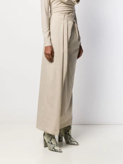 Shop A.w.a.k.e. Pleated Asymmetric Skirt In Neutrals