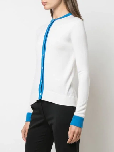 Shop Carolina Herrera Contrast Border Cardigan In White