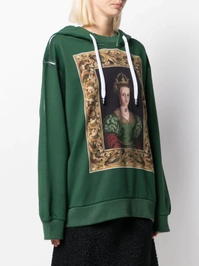 Shop Dolce & Gabbana Oversized Queen-print Hoodie In Green