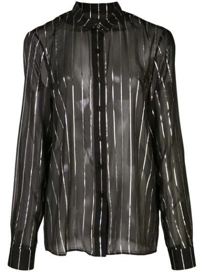 Shop Rta Blythe Striped Sheer Shirt In Black