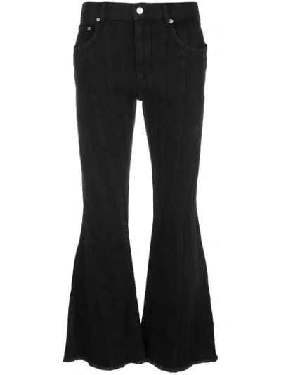 Shop Mugler Cropped Flared Jeans In Black