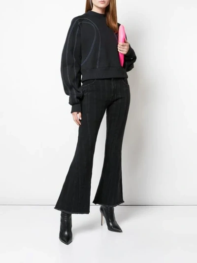 Shop Mugler Cropped Flared Jeans In Black