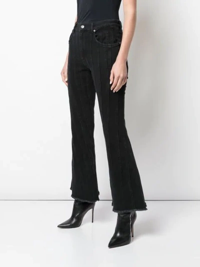 Shop Mugler Cropped Flared Jeans In Black