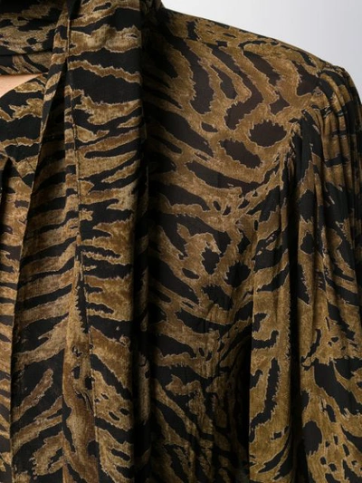 Shop Ganni Tiger-print Blouse In Brown