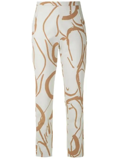 Shop Andrea Marques Printed Slim Fit Trousers In Neutrals