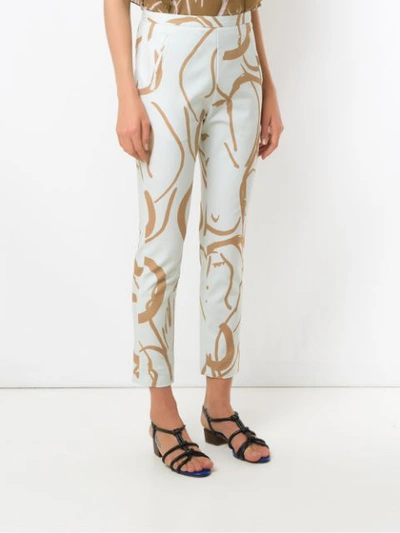 Shop Andrea Marques Printed Slim Fit Trousers In Neutrals
