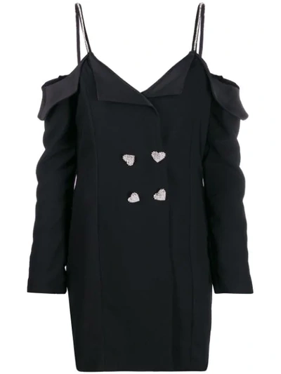 Shop Silvia Astore Embellished Strap Tuxedo Dress In Black