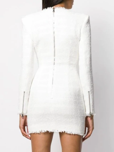 Shop Balmain Tweed Mini Dress In White