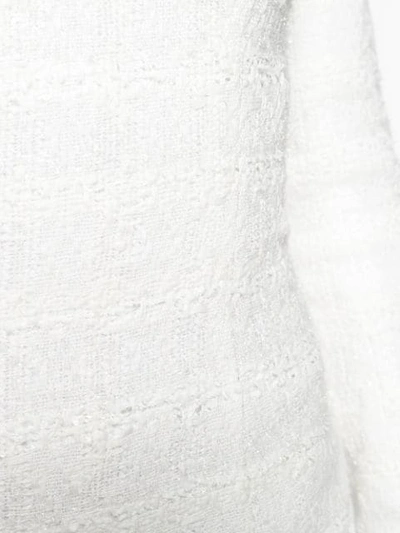 Shop Balmain Tweed Mini Dress In White