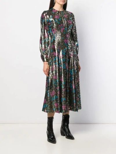 Shop Sandro Jacquard Print Dress In Green