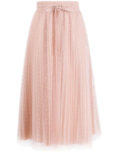 Shop Red Valentino Pleated Tulle Skirt In Pink