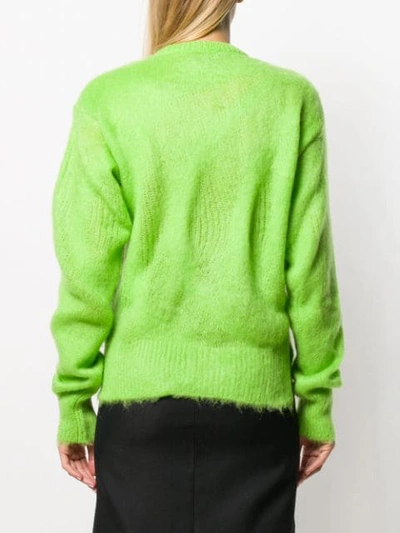 Shop Versace Safety-pin Striped Knitted Sweater In Green