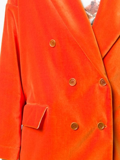 Shop Jejia Velvet Double-breasted Blazer In Orange