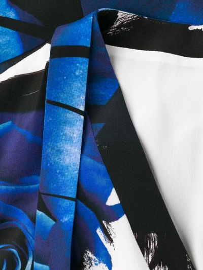 Shop Alexander Mcqueen Graphic Floral-print Asymmetric Dress In Blue