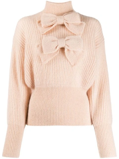 Shop Zimmermann Bow Embroidered Knit Jumper In Pink