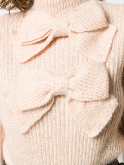 Shop Zimmermann Bow Embroidered Knit Jumper In Pink