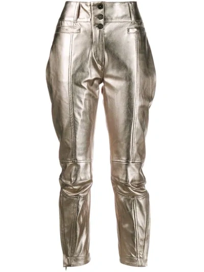 Shop Ann Demeulemeester Button-up Slim Fit Trousers In Gold