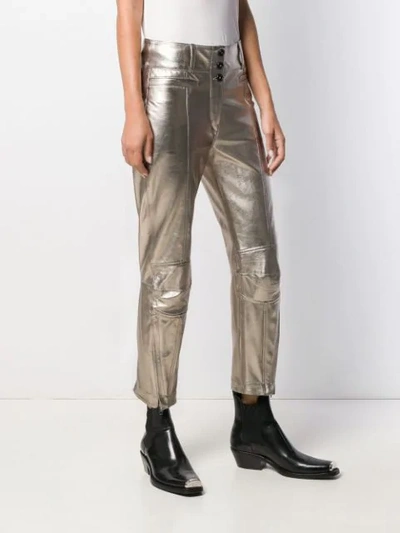 Shop Ann Demeulemeester Button-up Slim Fit Trousers In Gold