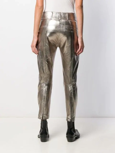 Shop Ann Demeulemeester Button-up Slim Fit Trousers In Gold