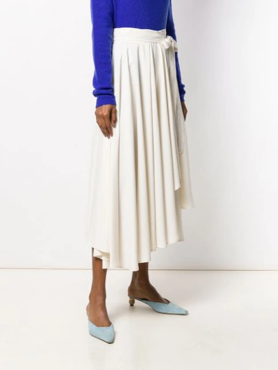 Shop Alysi Asymmetric Wrap Midi Skirt In Neutrals