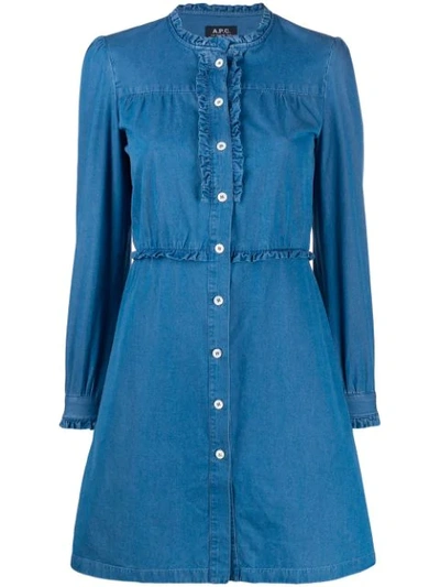 Shop A.p.c. Long-sleeve Denim Dress In Blue