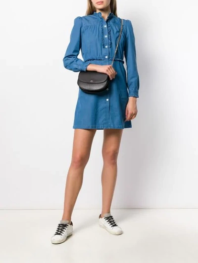 Shop Apc Long-sleeve Denim Dress In Blue