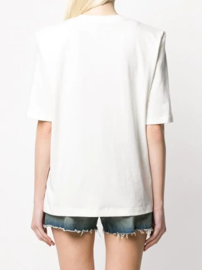 Shop Attico Square Shoulder T-shirt In White