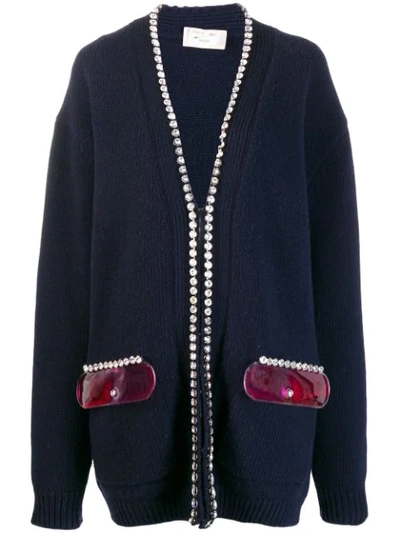 Shop Christopher Kane Crystal And Gel Cardigan In 4101 Navy
