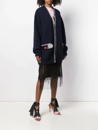 Shop Christopher Kane Crystal And Gel Cardigan In 4101 Navy