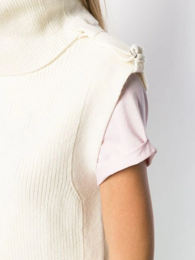 Shop Stella Mccartney Ribbed Turtleneck Knitted Top In White