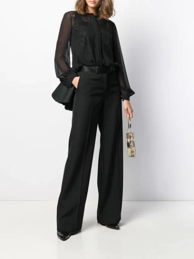 Shop Antonio Berardi Lace-panelled Chiffon Shirt In Black