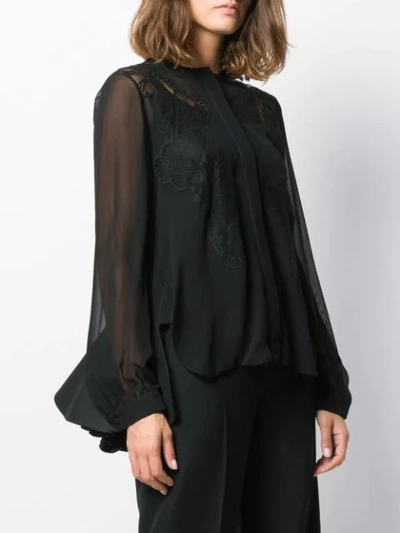 Shop Antonio Berardi Lace-panelled Chiffon Shirt In Black