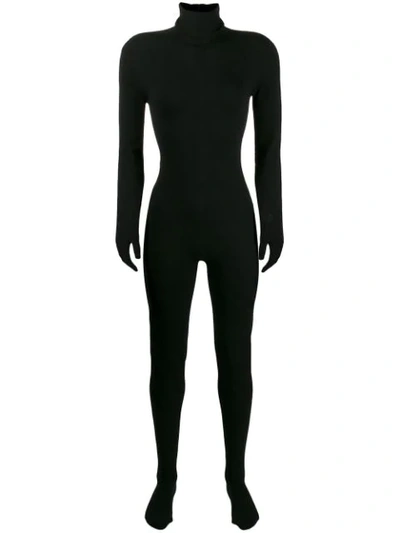 Shop Mm6 Maison Margiela Knitted All-in-one Jumpsuit In Black