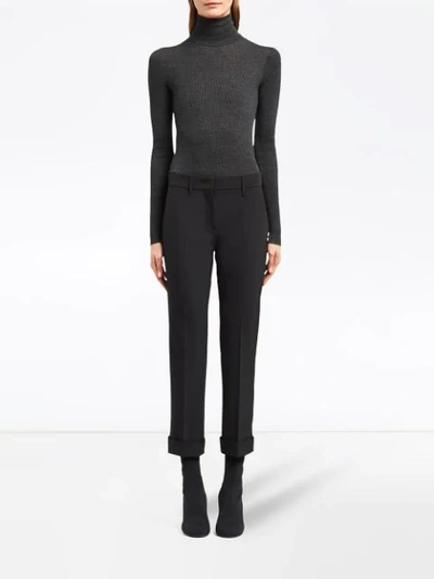 Shop Prada Slim-fit Cropped Trousers In Black