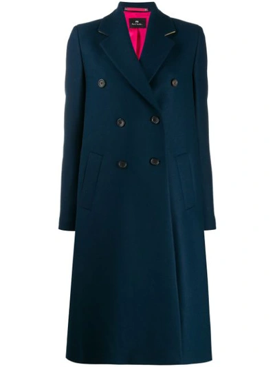 Shop Ps By Paul Smith Double-breasted Coat In 46 Blue