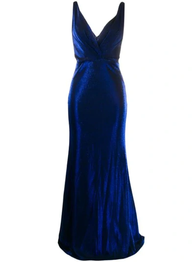 Shop Blanca Velvet Gown In Blue