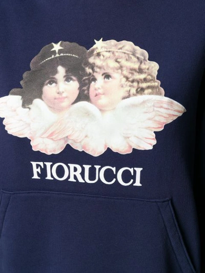 Shop Fiorucci Vintage Angels Relaxed-fit Hoodie In Blue