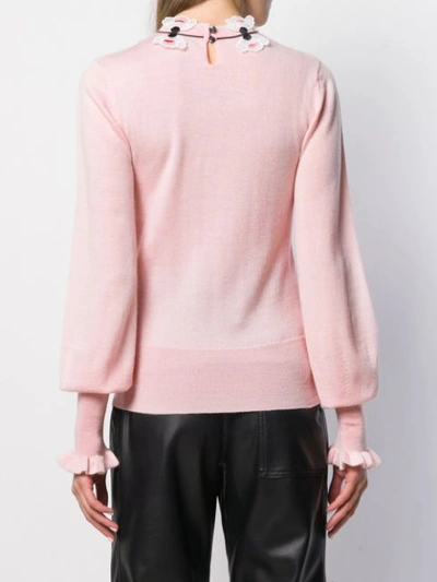 Shop Temperley London Floral Embroidered Fine Knit Sweater In Pink