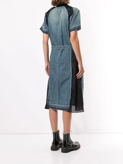 Shop Sacai Panelled Denim Dress In Blue