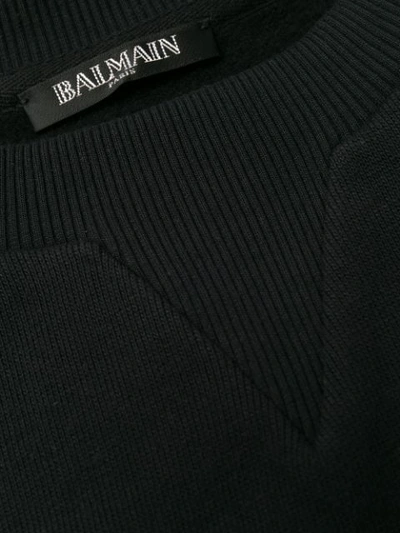 Shop Balmain Flocked Logo Sweatshirt In Black